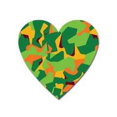 Initial Camouflage Green Orange Yellow Heart Magnet