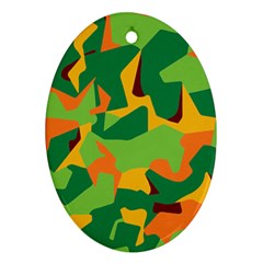 Initial Camouflage Green Orange Yellow Oval Ornament (two Sides)