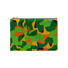 Initial Camouflage Green Orange Yellow Cosmetic Bag (medium) 