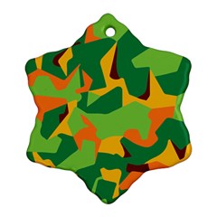 Initial Camouflage Green Orange Yellow Snowflake Ornament (two Sides)