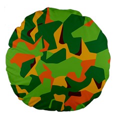 Initial Camouflage Green Orange Yellow Large 18  Premium Round Cushions by Mariart