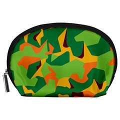 Initial Camouflage Green Orange Yellow Accessory Pouches (large)  by Mariart