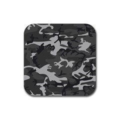 Initial Camouflage Grey Rubber Square Coaster (4 Pack)  by Mariart