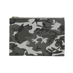 Initial Camouflage Grey Cosmetic Bag (large)  by Mariart