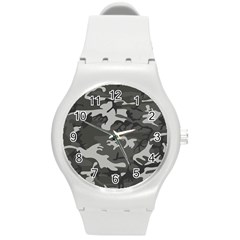 Initial Camouflage Grey Round Plastic Sport Watch (m) by Mariart