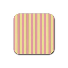 Pink Yellow Stripes Line Rubber Coaster (square) 