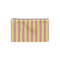 Pink Yellow Stripes Line Cosmetic Bag (small)  by Mariart