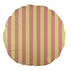 Pink Yellow Stripes Line Large 18  Premium Round Cushions