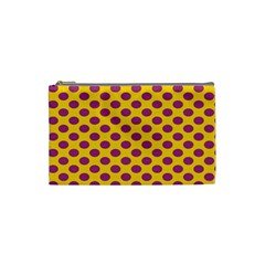 Polka Dot Purple Yellow Cosmetic Bag (small)  by Mariart