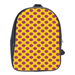 Polka Dot Purple Yellow School Bags(large)  by Mariart