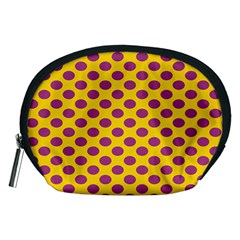 Polka Dot Purple Yellow Accessory Pouches (medium)  by Mariart