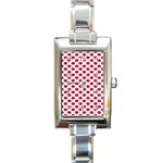 Polka Dot Red White Rectangle Italian Charm Watch Front