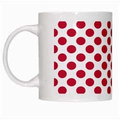 Polka Dot Red White White Mugs by Mariart