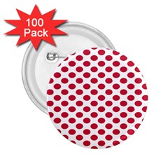 Polka Dot Red White 2 25  Buttons (100 Pack) 