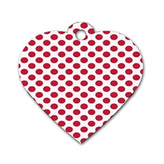 Polka Dot Red White Dog Tag Heart (one Side) by Mariart