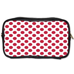 Polka Dot Red White Toiletries Bags 2-side by Mariart