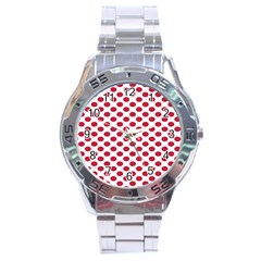 Polka Dot Red White Stainless Steel Analogue Watch by Mariart