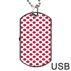 Polka Dot Red White Dog Tag Usb Flash (two Sides) by Mariart
