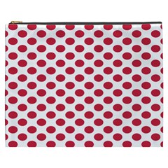 Polka Dot Red White Cosmetic Bag (xxxl)  by Mariart