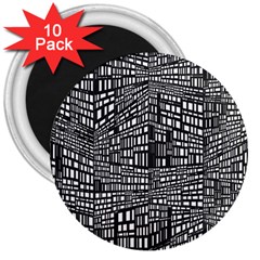 Plaid Black White 3  Magnets (10 Pack)  by Mariart