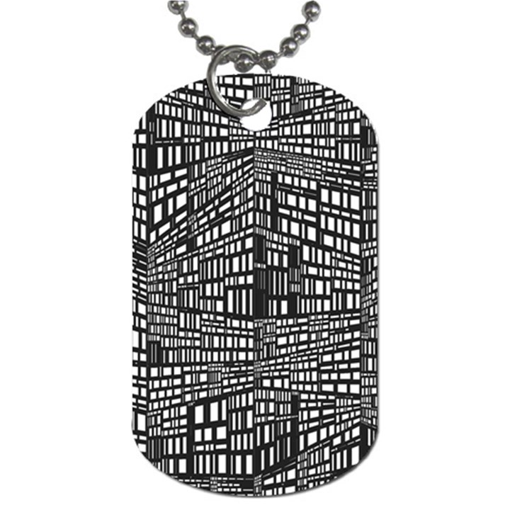 Plaid Black White Dog Tag (One Side)