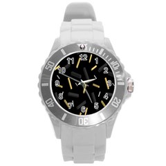 Rectangle Chalks Round Plastic Sport Watch (l)