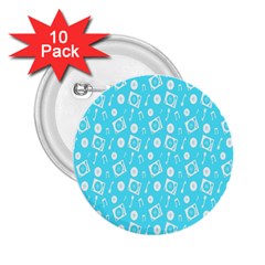 Record Blue Dj Music Note Club 2 25  Buttons (10 Pack) 