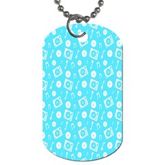 Record Blue Dj Music Note Club Dog Tag (one Side)