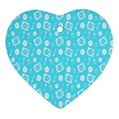 Record Blue Dj Music Note Club Heart Ornament (two Sides) by Mariart