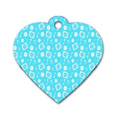 Record Blue Dj Music Note Club Dog Tag Heart (one Side)