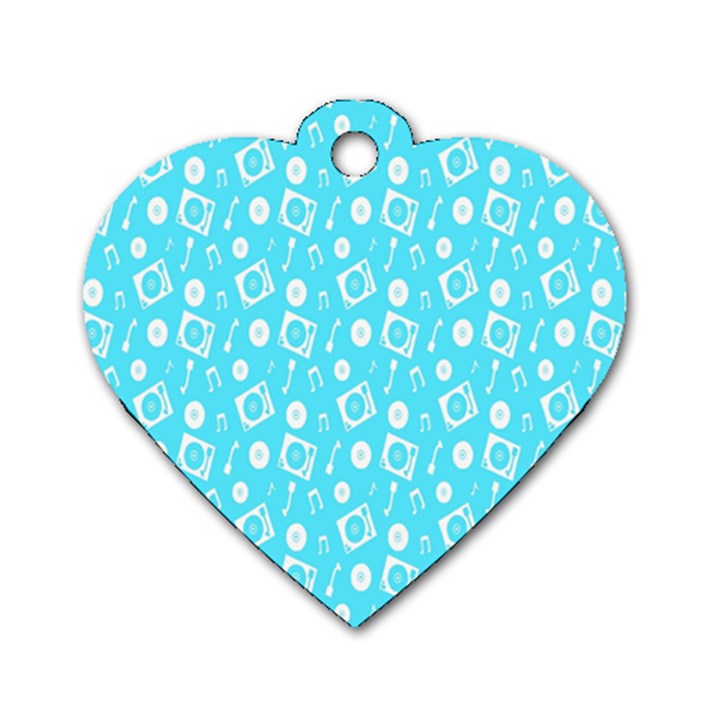 Record Blue Dj Music Note Club Dog Tag Heart (Two Sides)