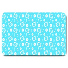 Record Blue Dj Music Note Club Large Doormat  by Mariart