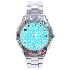 Record Blue Dj Music Note Club Stainless Steel Analogue Watch