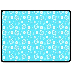 Record Blue Dj Music Note Club Double Sided Fleece Blanket (large)  by Mariart