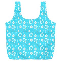 Record Blue Dj Music Note Club Full Print Recycle Bags (l)  by Mariart