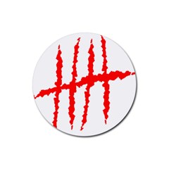 Scratches Claw Red White H Rubber Round Coaster (4 Pack) 