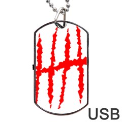 Scratches Claw Red White H Dog Tag Usb Flash (one Side)
