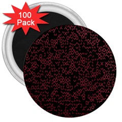 Random Red Black 3  Magnets (100 Pack)