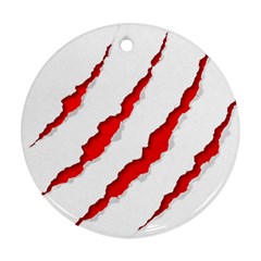 Scratches Claw Red White Ornament (Round)