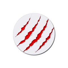 Scratches Claw Red White Rubber Round Coaster (4 Pack)  by Mariart