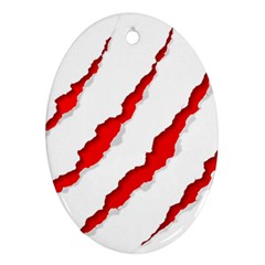 Scratches Claw Red White Oval Ornament (Two Sides)