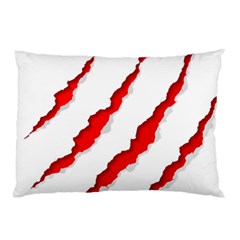 Scratches Claw Red White Pillow Case (Two Sides)
