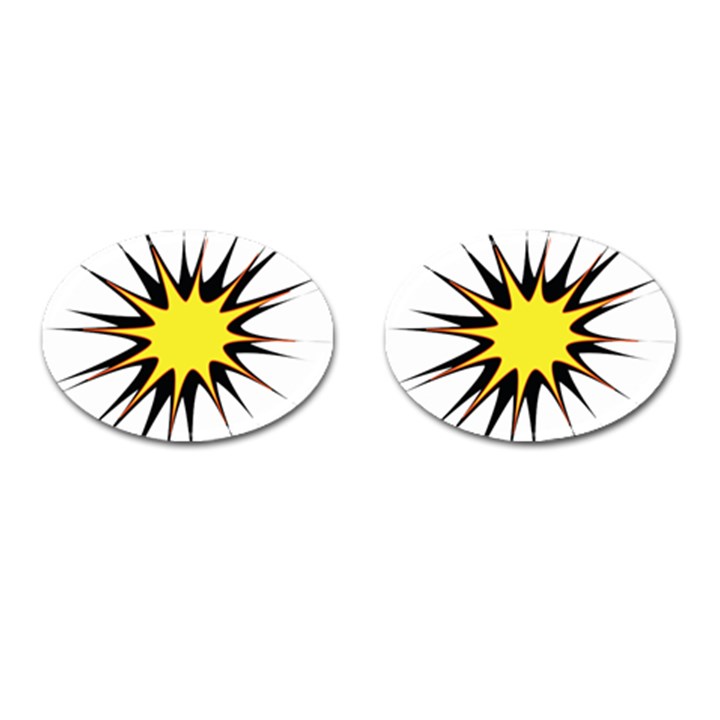 Spot Star Yellow Black White Cufflinks (Oval)