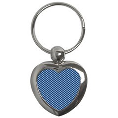 Striped  Line Blue Key Chains (heart)  by Mariart