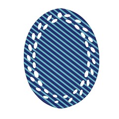 Striped  Line Blue Oval Filigree Ornament (two Sides)