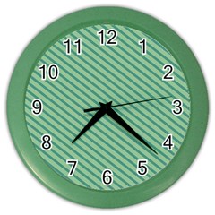 Striped Green Color Wall Clocks by Mariart