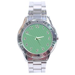 Striped Green Stainless Steel Analogue Watch