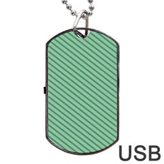 Striped Green Dog Tag Usb Flash (one Side) by Mariart