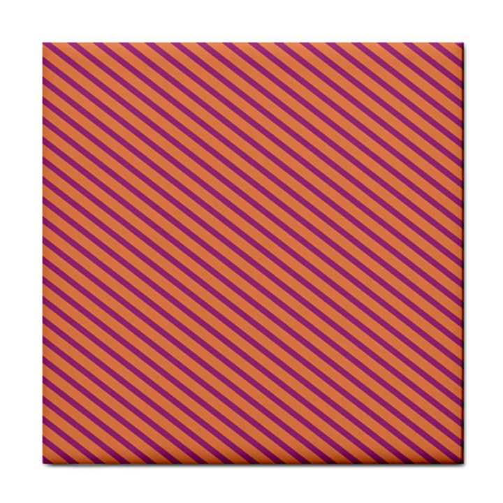 Striped Purple Orange Tile Coasters