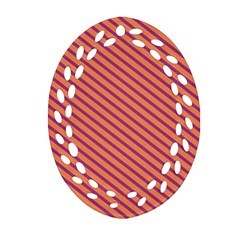 Striped Purple Orange Oval Filigree Ornament (two Sides)